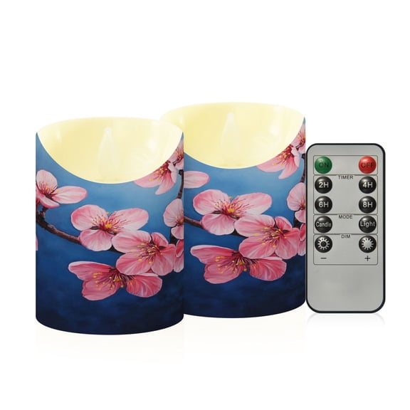 2PCS Small Flameless Candles Lamp Flameless Candles Slanted Candle Lamp Home Decoration Festive Decoration Super Cute Cherry Blossom