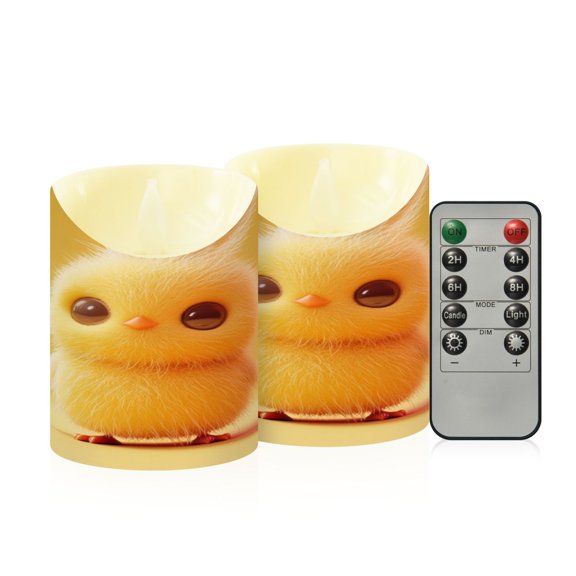 2PCS Small Flameless Candles Lamp Flameless Candles Slanted Candle Lamp Home Decoration Festive Decoration Super Cute Little Chicken