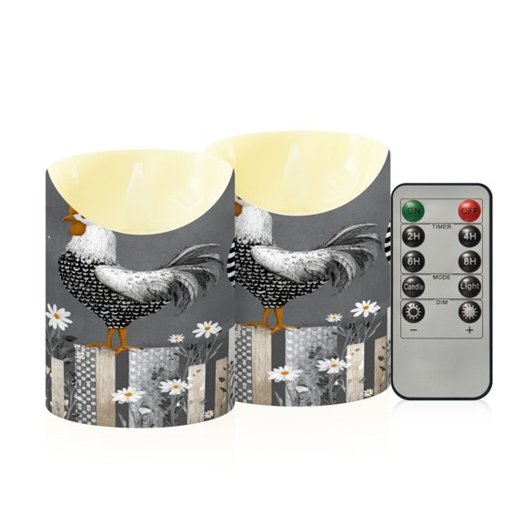 2PCS Small Flameless Candles Lamp Flameless Candles Slanted Candle Lamp Home Decoration Festive Decoration The Gray Chickens