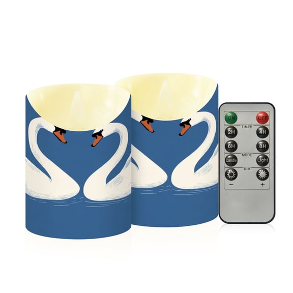 2PCS Small Flameless Candles Lamp Flameless Candles Slanted Candle Lamp Home Decoration Festive Decoration Two Swans in Love