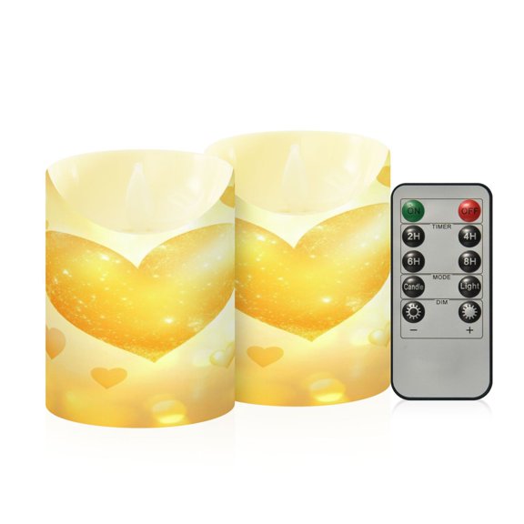 2PCS Small Flameless Candles Lamp Flameless Candles Slanted Candle Lamp Home Decoration Festive Decoration Valentine's Day Yellow Love