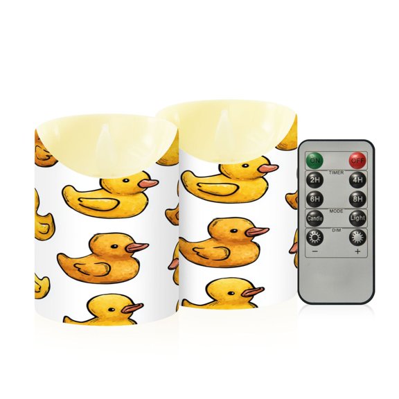 2PCS Small Flameless Candles Lamp Flameless Candles Slanted Candle Lamp Home Decoration Festive Decoration Yellow Duck Seamless