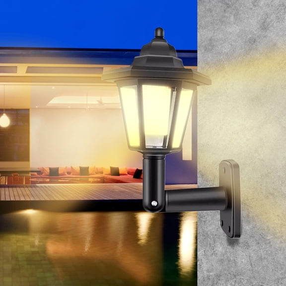 2PCS Small Outdoor Hexagon Solar Lights, 180Β°Rotatable Waterproof Garden Decorative Wall Light with Auto On Off for Fence Patio Pathway