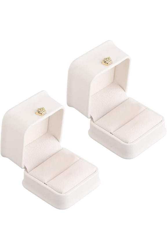 2PCS Small PU Leather Jewelry Organizer Box White Velvet Luxury Pendant Necklace Gift Boxes Jewelry Storage Display Case for Proposal Engagement Wedding Anniversary Birthday Valentine's Day White DIY