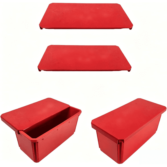 2PCS Small Part Organizer compatible with Milwaukee Packout  Long Bin Covers, Dustproof Stackable Sliding Lid Accessories (Red)