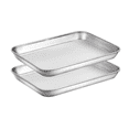thumbnail image 1 of Baking Sheets Set of 2, Topboutique Cookie Sheets 2 Pieces & Stainless Steel Baking Pans & Toaster Oven Tray Pans, Rectangle Size & Non Toxic & Healthy & Easy Clean… （9 x 7 Inches）, 1 of 9