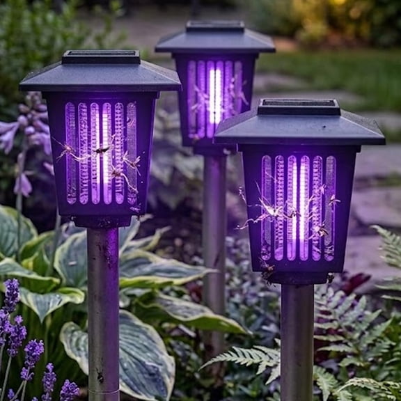2PCS Smart Solar Dual-Mode Garden Zapper,Solar Powered Mosquito Zapper