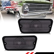 2PCS Smoked Lens Front Bumper Turn Signal Lights Side Marker Lights Turn Warning Lights Parking Light Housings For 1967-1971 Ford F100 F-100 Truck No Bulb/Socket Included