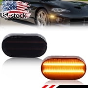 2PCS Smoked Lens Front Corner Fender Light Side Marker Light Turn Signal Light Reflector Light W/Amber LED For 1992 193 1994 1995 Dodge Viper SR-I 1996 1997 1998 1999 2000 2001 2002 Dodge Viper SR-II