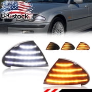 2PCS Smoked Lens Front Corner Light Parking Light Turn Signal Light Side Marker Light DRL Daytime Running Light W/Amber/White LED For 1999 2000 2001 BMW 323i/325i/325xi/330xi/330i/328i E46 Sedan