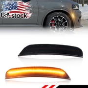 2PCS Smoked Lens Front Corner Side Marker Light Fender Light Turn Signal Light Turn Warning Light Parking Light With Amber LED For 2021 2022 2023 2024 2025 Dodge Durango