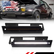 2PCS Smoked Lens Front Corner Side Marker Light Fender Light Turn Signal Light Turn Warning Light Parking Light with White LED For 1984-1992 Volkswagen Golf GTi Volkswagen Jetta Mk2 A2