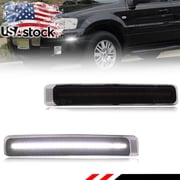 2PCS Smoked Lens Front Corner Side Marker Light Fender Light Turn Signal Light Turn Warning Light Parking Light with White LED For 2005 2006 2007 Mercury Mariner