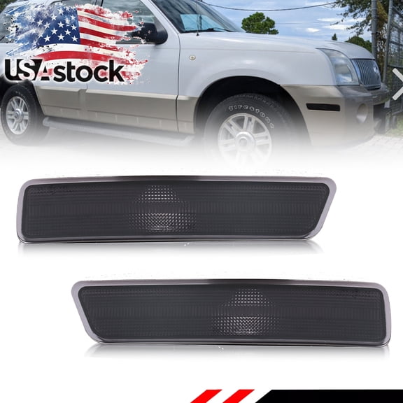 2PCS Smoked Lens Front Corner Turn Signal Lights Side Marker Lights Turn Warning Lights Parking Light Housings For Mercury Mountaineer 2002-2010 No bulb/Socket Included