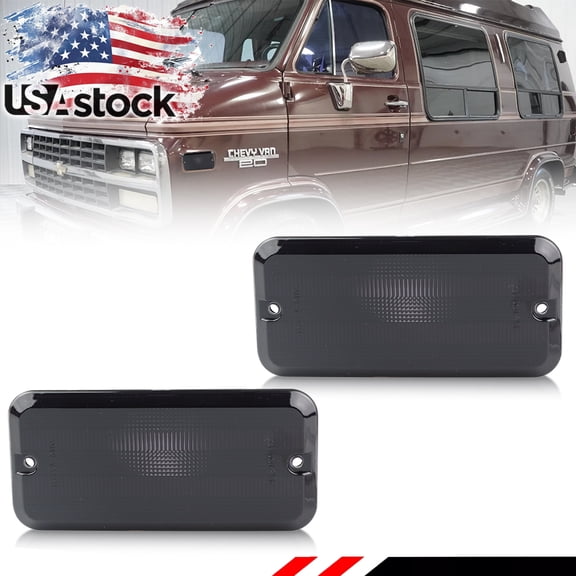 2PCS Smoked Lens Front OR Rear Side Marker Light Fender Light Turn Signal Lights Turn Warning Lights For Chevy C/K C10/20/30 GMC van G10 G20 G30 G1500 G2500 G3500