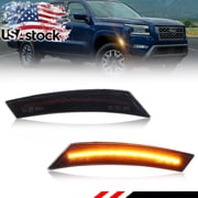 2PCS Smoked Lens Front Side Marker Light Fender Light Turn Signal Light Turn Warning Light with Amber LED For 2022 2023 2024 3rd Gen Nissan Frontier D41
