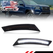 2PCS Smoked Lens Front Side Marker Light Fender Light Turn Signal Light Turn Warning Light with White LED For 2022 2023 2024 3rd Gen Nissan Frontier D41