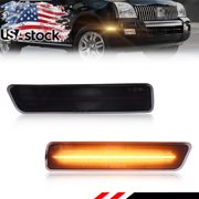 2PCS Smoked Lens Front Side Marker Light Turn Signal Light Turn Warning Light Fender Light Reflector Light with Amber Full LED For 2002 2003 2004 2005 2006 2007 2008 2009 2010 Mercury Mountaineer