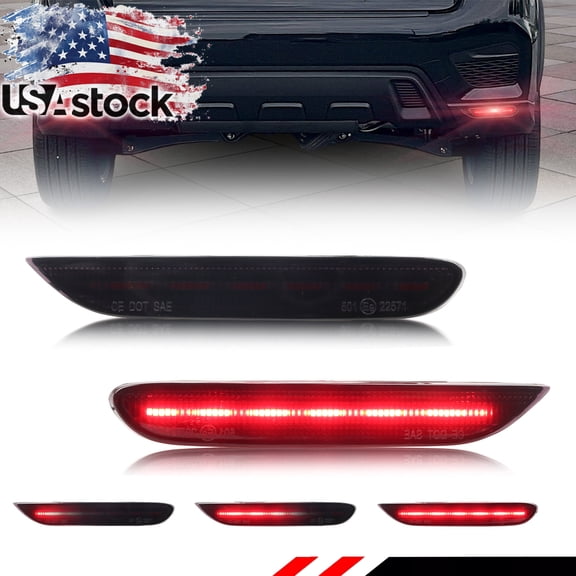 2PCS Smoked Lens Rear Bumper Reflector Lights Tail Light Rear Light Brake Light Backup Lights Reverse Light Turn Signal Light With Red LED For 2020 2021 2022 2023 2024 Mitsubishi Outlander Sport