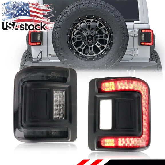 2PCS Smoked Lens Rear Bumper Tail Light Brake Light Backup Lights Reverse Light Turn Signal Light DRL Light With Flush Mount Red/White LED For 2018 -2024 Jeep Wrangler JL JLU (Not for JK Only for JL)