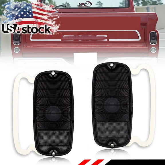 2PCS Smoked Lens Rear Bumper Tail Light Rear Light Brake Light Backup Light Reverse Light Reflector Light w/Gaskets for 1960 1961 1962 1963 1964 1965 1966 Chevy/GMC Fleetside Pickup Truck No bulb
