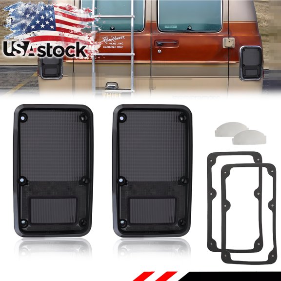 2PCS Smoked Lens Rear Bumper Tail Light Rear Light Brake Light Backup Light Reverse Light w/Gasket For 1978-1993 Dodge B100 B150 B200 B250 B300 B350 CB300 Plymouth PB100 PB150 PB200 PB250 PB300 PB350