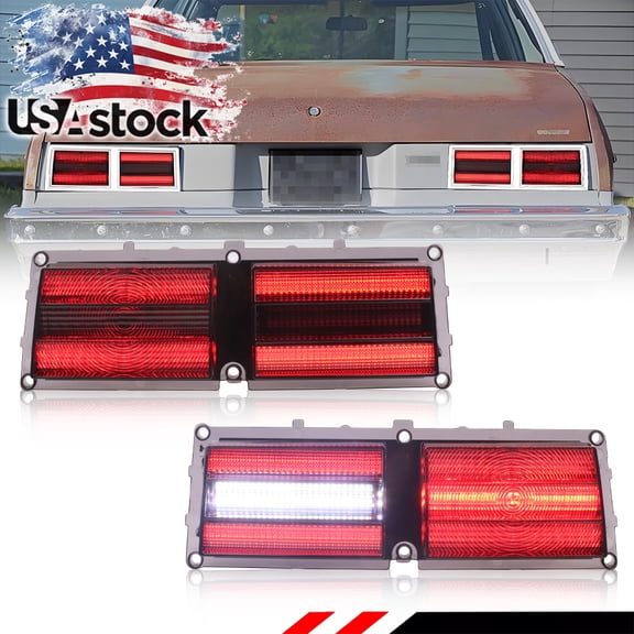 2PCS Smoked Lens Rear Bumper Tail Light Rear Light Brake Light DRL Daytime Running Light Reverse Light Backup Light With Full Red/White  LED For 1975 1976 1977 1978 1979 Chevy II Nova