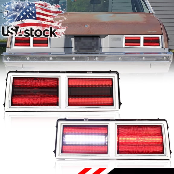 2PCS Smoked Lens Rear Bumper Tail Light Rear Light Brake Light DRL Daytime Running Light Reverse Light Backup Light With Full Red/White  LED For 1975 1976 1977 1978 1979 Chevy II Nova