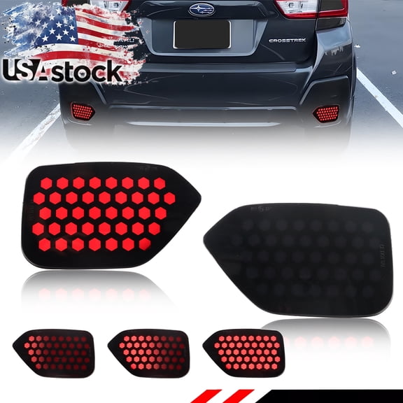 2PCS Smoked Lens Rear Bumper Tail Light Reflector Light Rear Light Brake Lights Backup Light Reverse Light Turn Signal Light With Red LED For 2018 2019 2020 2021 2022 2023 Subaru Gen2 XV Crosstrek