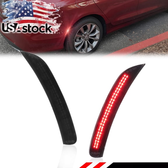 2PCS Smoked Lens Rear Side Marker Light Turn Signal Light Turn Warning Light Fender Light Reflectors Lights with Red Full LED For 2015 2016 2017 Chrysler 200