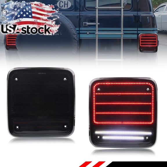 2PCS Smoked Lens Rear Tail Light Rear Light Brake Lights Backup Light Reverse Light Turn Signal Light With Red/White LED For 85 86 87 88 89 90 91 92 93 94 95 Chevy G20 G30 & GMC G1500 G2500 G3500