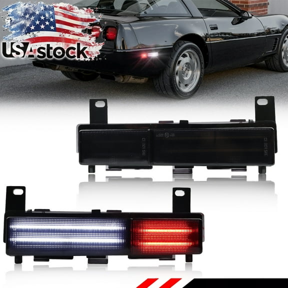 2PCS Smoked  Lens White / Red Full LED Position Rear Side Marker Light Fender Light Turn Signal Light Turn Warning Light  For 1988-1996 Chevy Corvette C4