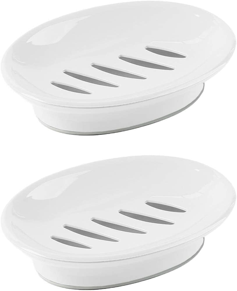 2PCS Soap Dish with Drain Soap Holder Easy Cleaning Soap Keep Dry Soap