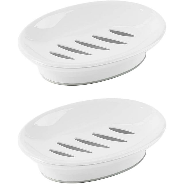 2PCS Soap Dish with Drain Soap Holder Easy Cleaning Soap Keep Dry Soap