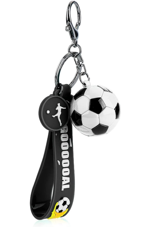 2PCS Soccer Gifts Key Chain, Inspirational Silicone Key Rings Football Keychains for Boys Girls Teens Sports School Carnival Reward Party Favors
