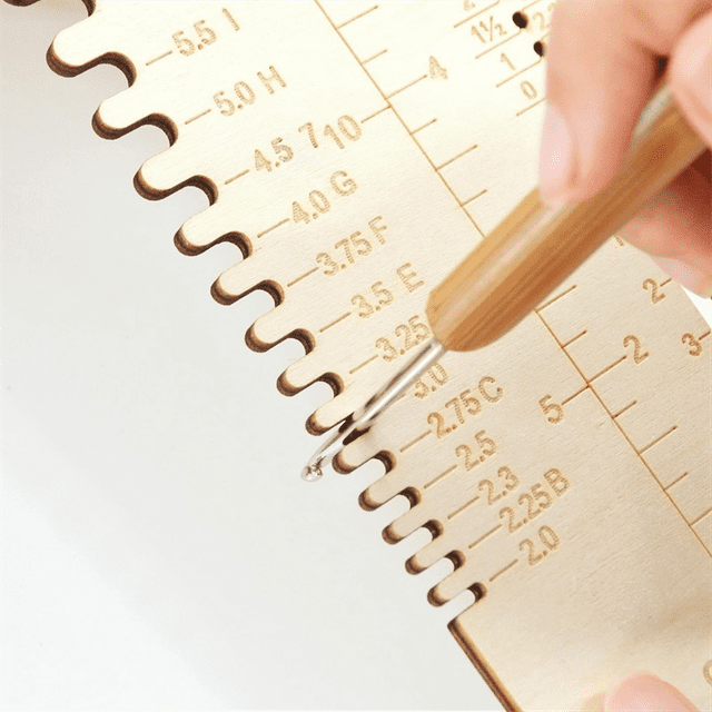 2PCS Sock Knitting Ruler Wooden Knitting Needle Size Gauge Measuring