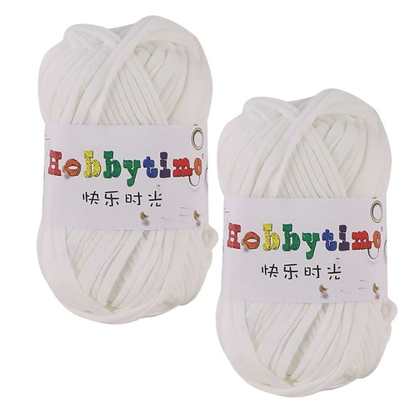 2PCS Soft Knitting Strip Yarn Skeins – 100G Crocheting Yarn for Scarves, Slippers, Dolls, Bags, Handcrafting Cream White