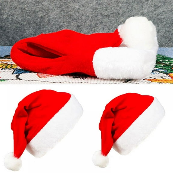 2PCS Soft Plush Santa Hat Cap|Xmas Holiday Hat|Christmas Hats|Santa Claus Cap,for Christmas New Year Festive Holiday Party Supplies,Velvet Plush Super Soft Thickening for Adult and Kids (soft plush)