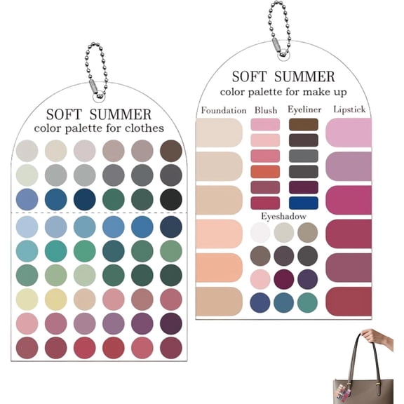 2PCS Soft Summer Colour Palette Card, 12 Season Colour Swatches Cards Guide | Colour Swatches Cards for Summer Daily Clothes & Makeup, Fit Check Tool for Man Women Fashion Advice