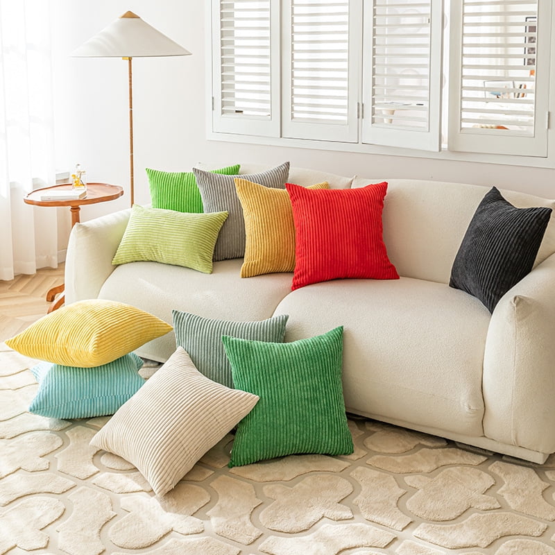 2PCS Soft Throw Pillow Covers 18x18inch, Decorative Corduroy Pillow