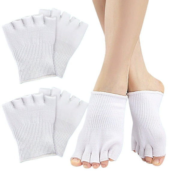 2PCS  Soft White Half Toe Socks  Ideal for Everyday Use and Comfort