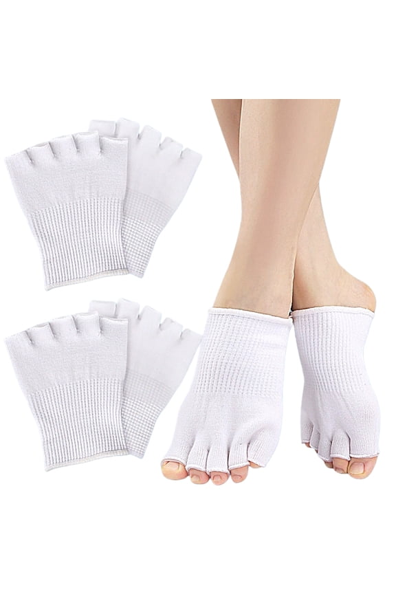 2PCS Soft White Half Toe Socks Ideal for Everyday Use and Comfort