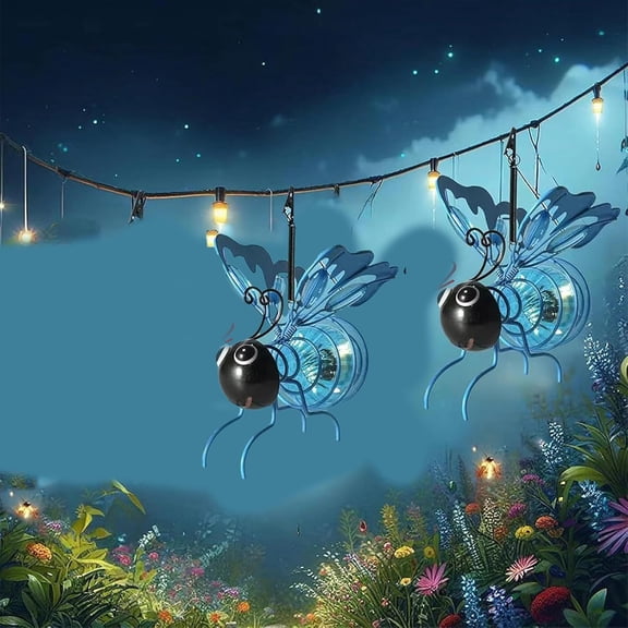 2PCS Solar Bees Lights Outdoor – Outdoor Hanging Solar Bee Light, Flying Glowing Insect Garden Decor, Waterproof Honeybee String Lights for Yard, Tree, Patio, Fence