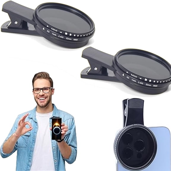 2PCS Solar Camera Lens Filter Solar Filter for Smartphone Solar Camera Filter for Universal Solar Smartphone Lens with Clip Enhancing Filter, Must Have Household Items