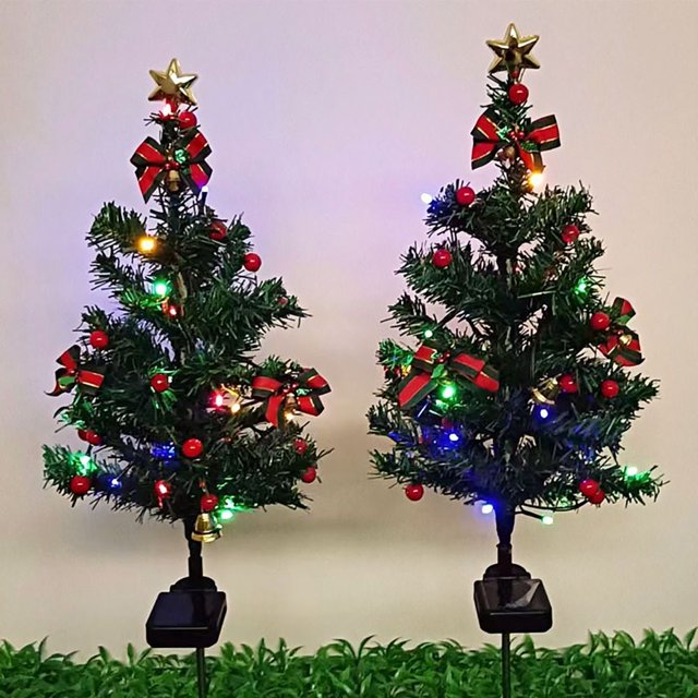 2PCS Solar Christmas Decorations Tree Lights Outdoor Waterproof, 20LED