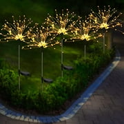 2PCS Solar Firework Garden Lights Outdoor Waterproof for Pathway Lawn Yard Decorations, Outside Sparkles Flowers Night Light, Wedding Party Holiday Christmas Decorative Lights