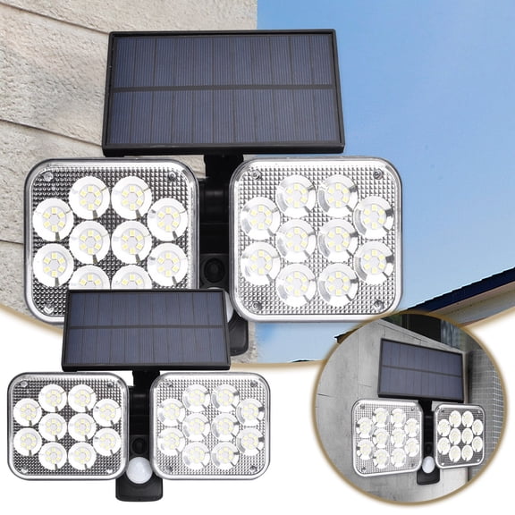 2PCS Solar Motion Sensor Lights Outdoor Super Bright Waterproof Solar Powered Security Lights with Wide Angle for Patio,Garden,Garage,Yard Front Door Automatic LED Flood Lights for Night Safety