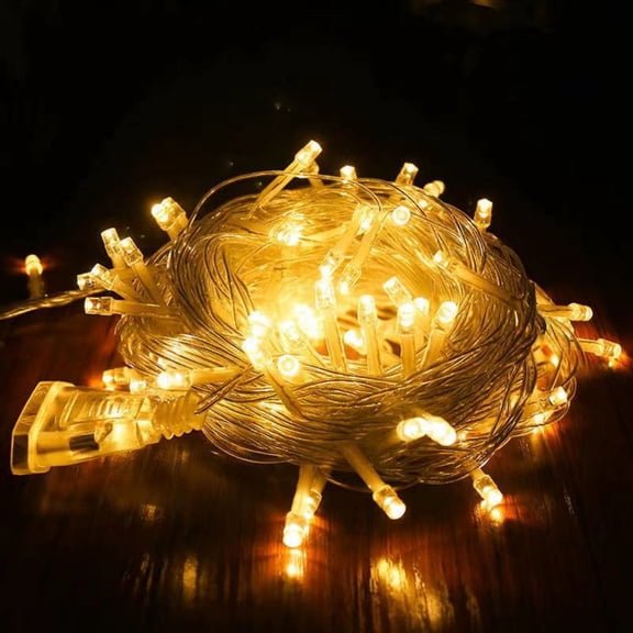 100 LED String Lights Indoor Outdoor Clear Wire, Connectable Warm White Christmas Lights for Bedroom, 32 Ft Twinkle Fairy Classroom Light Plug in for Home Wedding Tree Yard Patio Decor