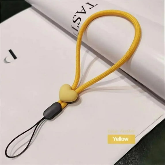 2PCS Solid Color Short Love Heart Hanging Rope Adjustable Mobile Phone Phone Strap Colorful Wrist Strap Elastic Mobile Phone Lanyard