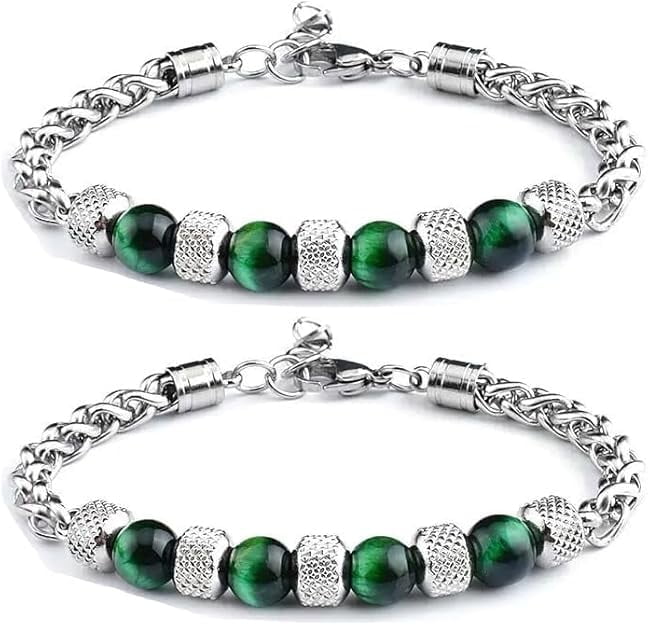 To My Son Bracelet - Tiger Eye & Leather Protection Bracelet For Men, Engraved Gift From Mom